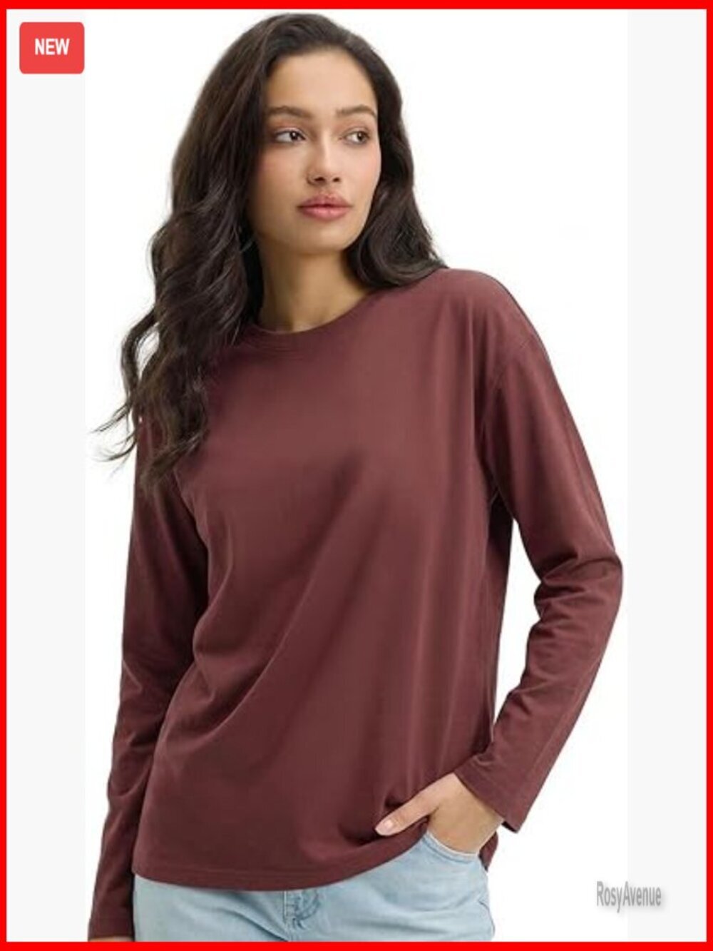 Midweight Cotton Long Sleeve Crew Neck Tee Unisex Soft Casual Regular Fit